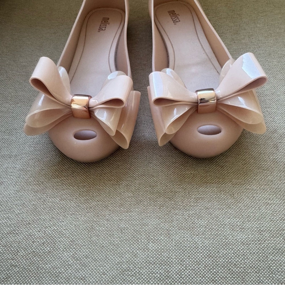 Melissa Big Bows Jelly Ballet Flats Blush Pink Size US 8 EU 39 - Picture 5 of 9